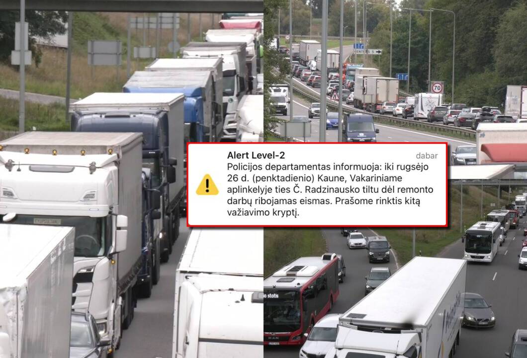 Išsiliejo degalai – tvarkomo tilto konstrukcija pramušė vilkiko baką 