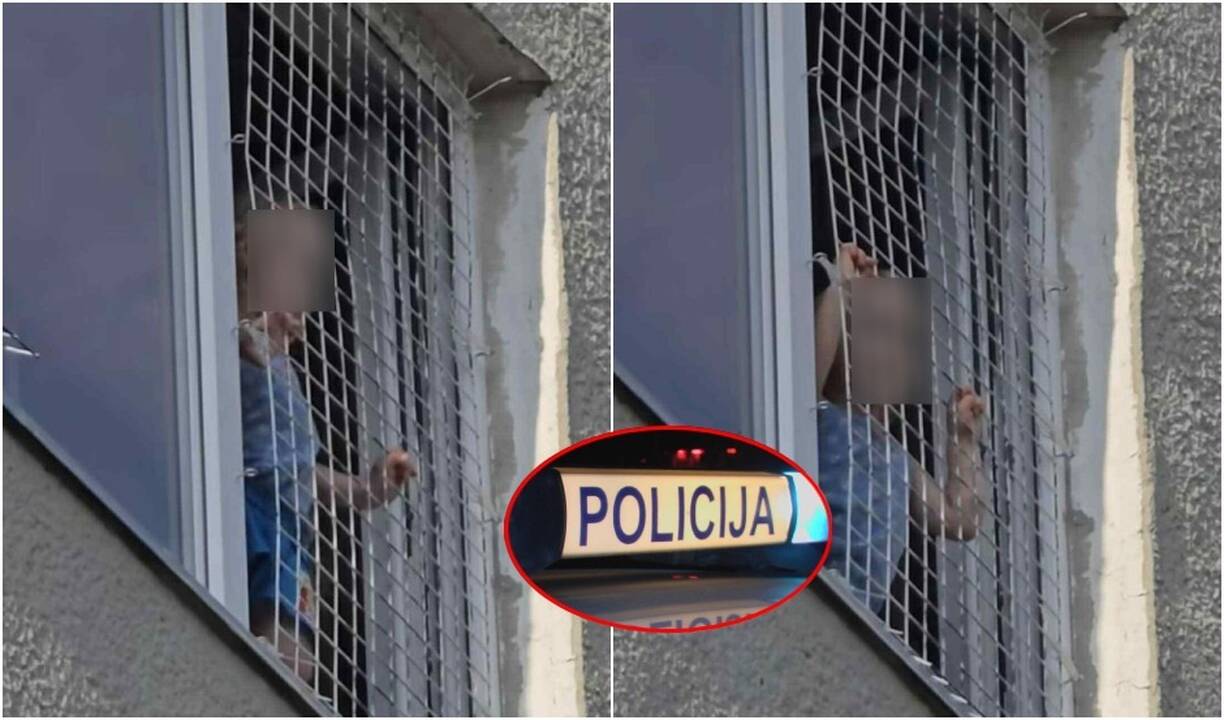 Aliarmas dėl vaiko prie lango: nufilmuotas bauginantis vaizdas penktame aukšte