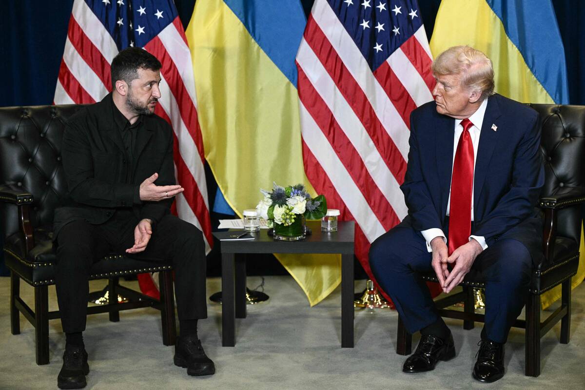 Volodymyras Zelenskis (kairėje) ir Donaldas Trumpas