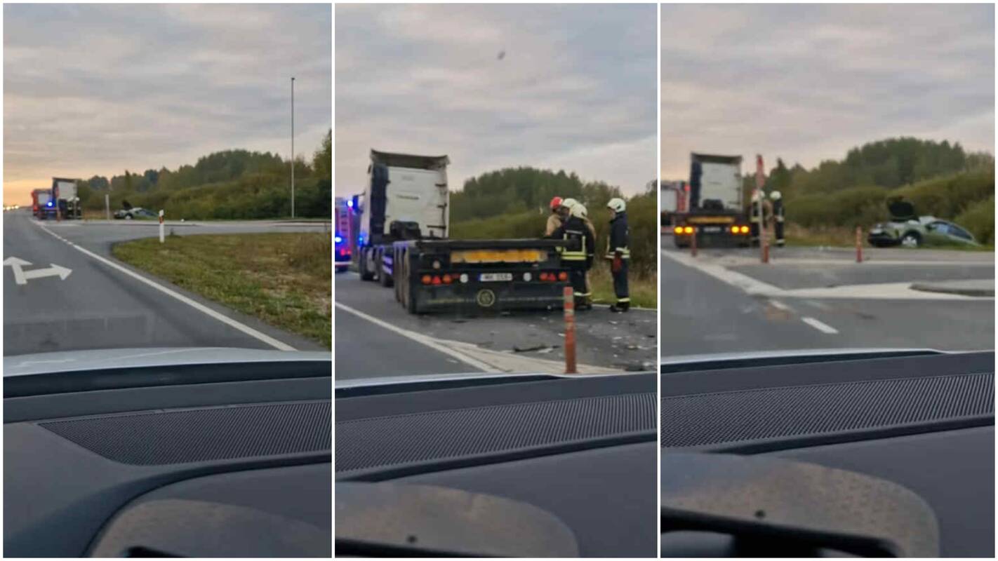 Klaipėdos rajone susidūrė automobilis ir vilkikas: į ligoninę išgabenta mergaitė
