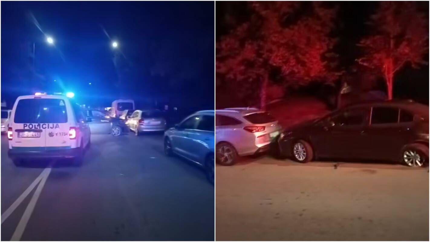 Naktį sostinėje – masinė avarija: girta „Bolt Drive“ vairuotoja apdaužė automobilius
