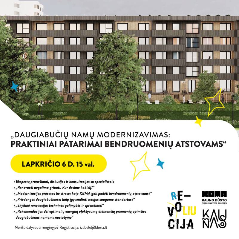„Daugiabučių modernizavimas: praktiniai patarimai bendruomenių atstovams“ – jau lapkričio 6 d.