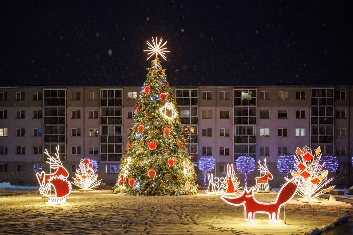 Jonavoje įžiebta Kalėdų eglutė ir Kalėdinių eglučių miestelis