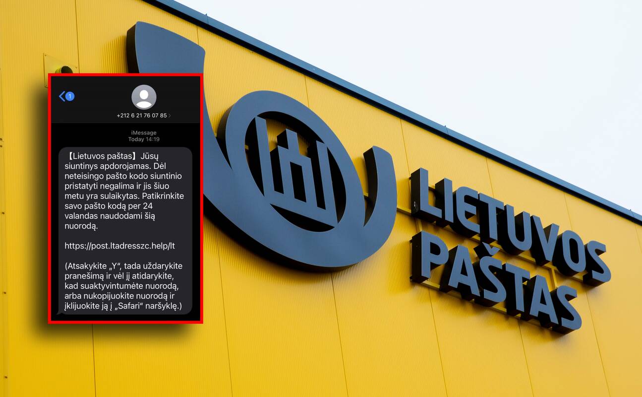 Apgavystė: Lietuvos pašto atstovais prisistatę sukčiai prašė paspausti pateiktą nuorodą ir patikslinti pašto kodą.
