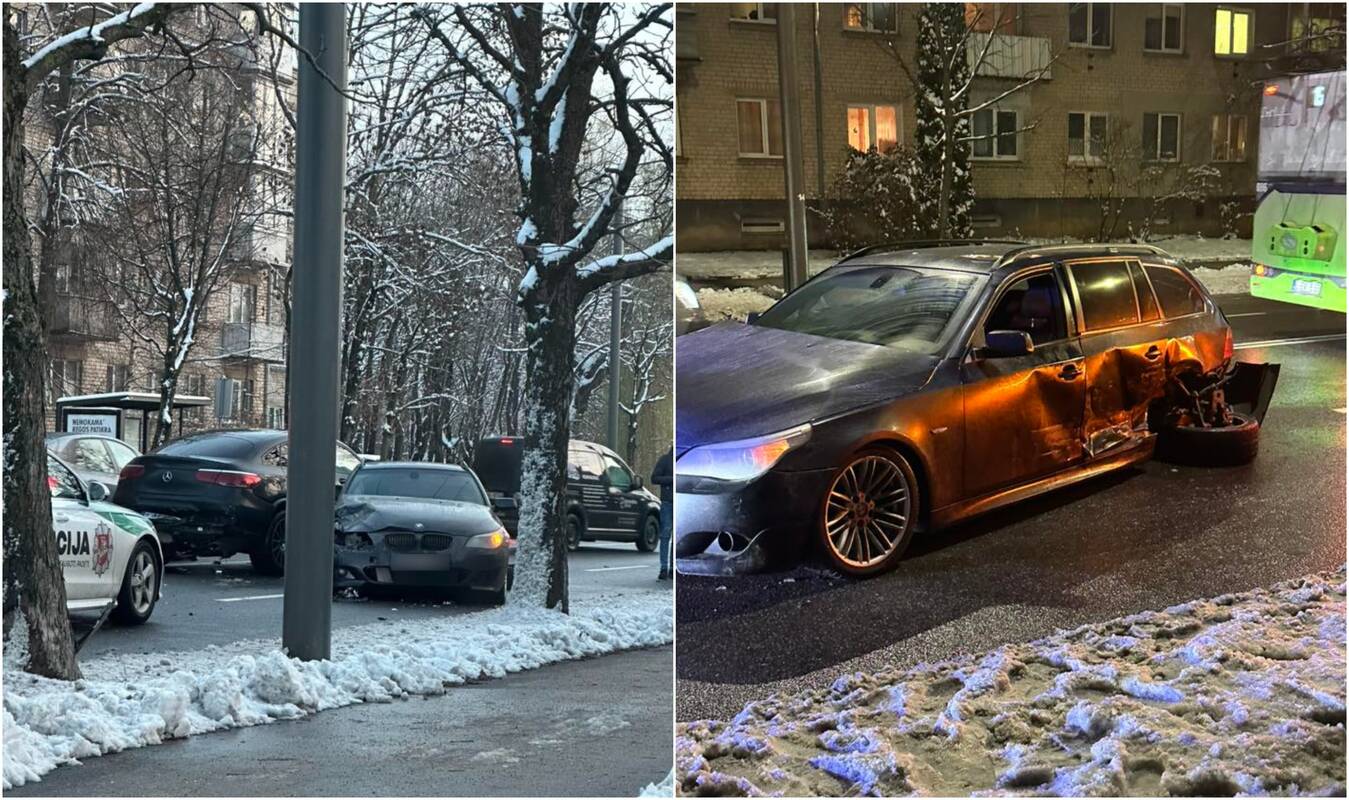 Per avariją Kaune stipriai apgadinti du automobiliai