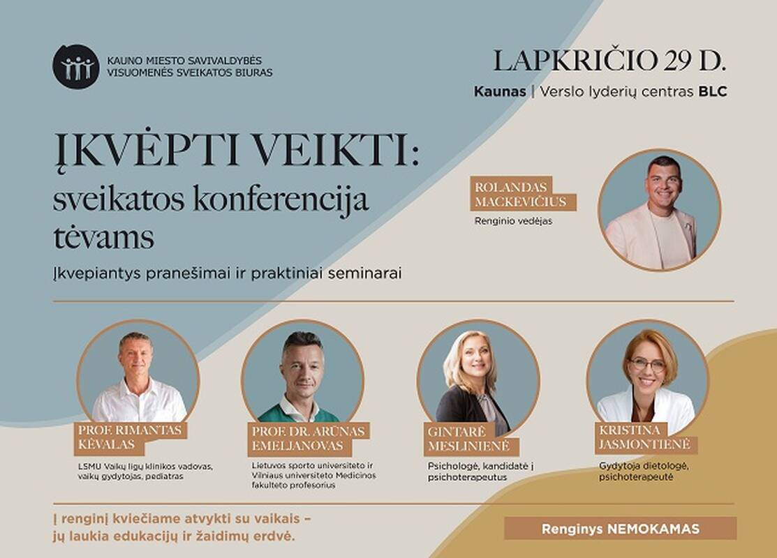Artėja konferencija „Įkvėpti veikti“: kvietimas tėvams pasirūpinti šeimos sveikata