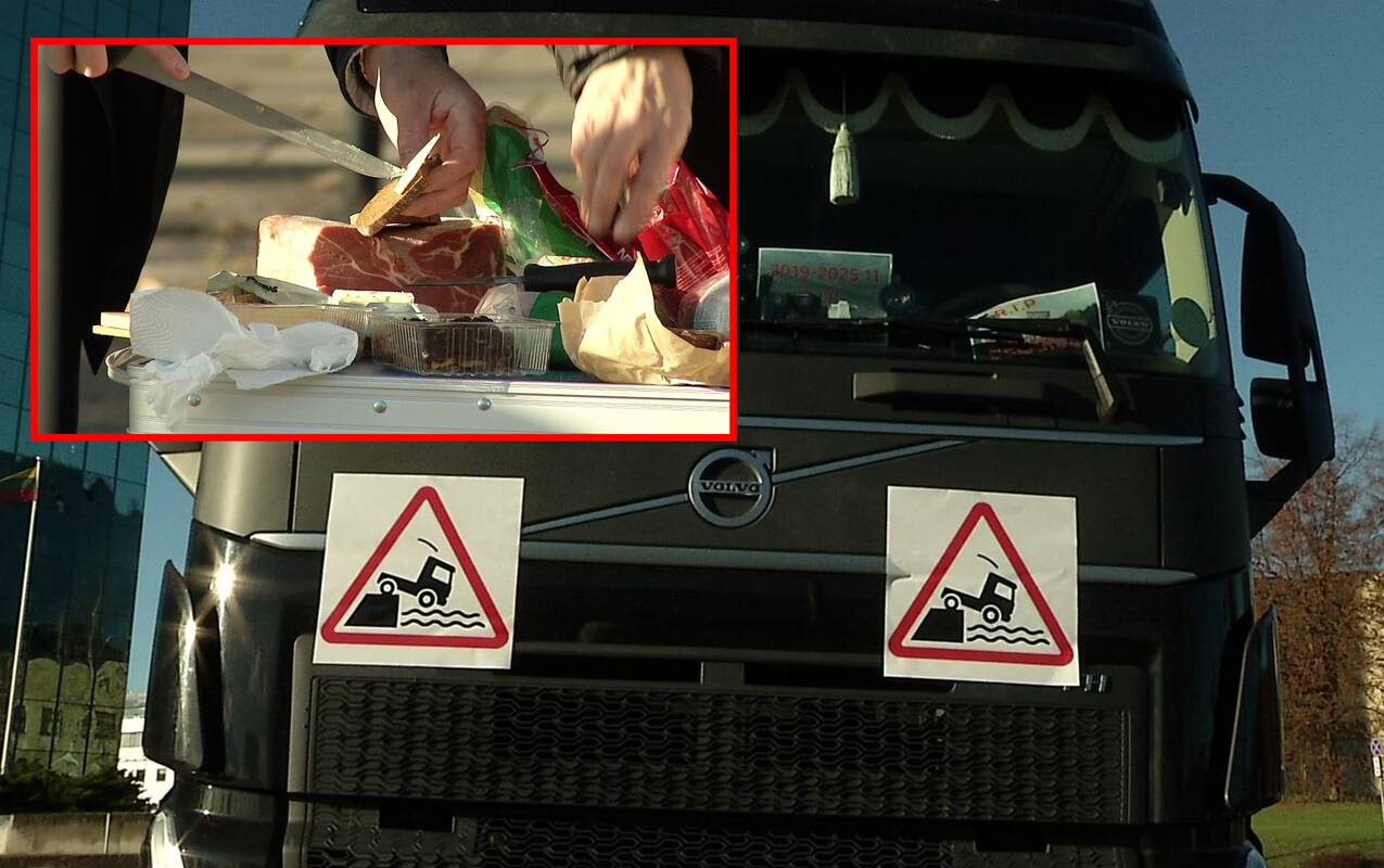 Neoficialiame vežėjų proteste – lašiniai, kava ir balionai  