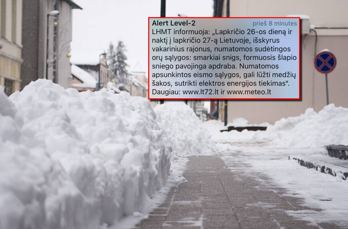 Dar vienas skubus įspėjimas dėl sniego: kaukė gyventojų telefonai