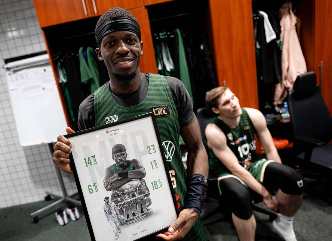 Titulas: žalgirietis S. Francisco – Eurolygos spalio mėnesio naudingiausias žaidėjas (MVP).