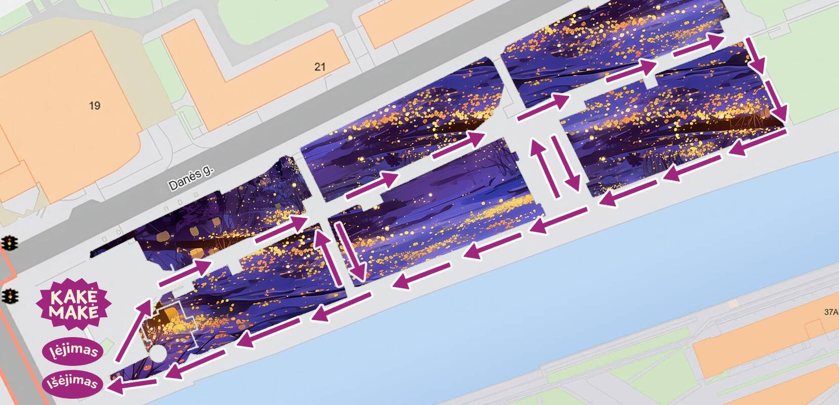 Kakės Makės šviesų parko planas