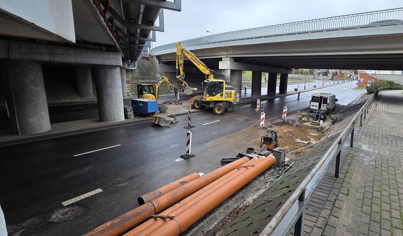 Baigiami intensyvūs paviršinių nuotekų tinklų remonto darbai ties H. Manto g. viaduku