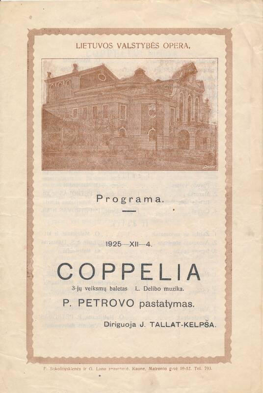 1925 m. „Kopelija“ programa.