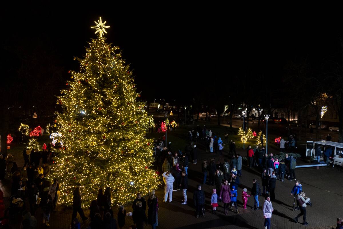 Biržuose įžiebta Kalėdų eglutė