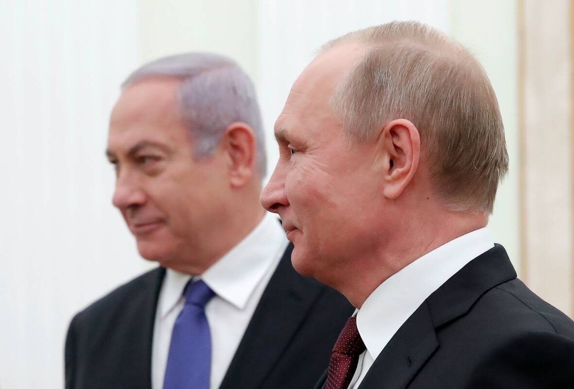 Benjaminas Netanyahu ir Vladimiras Putinas