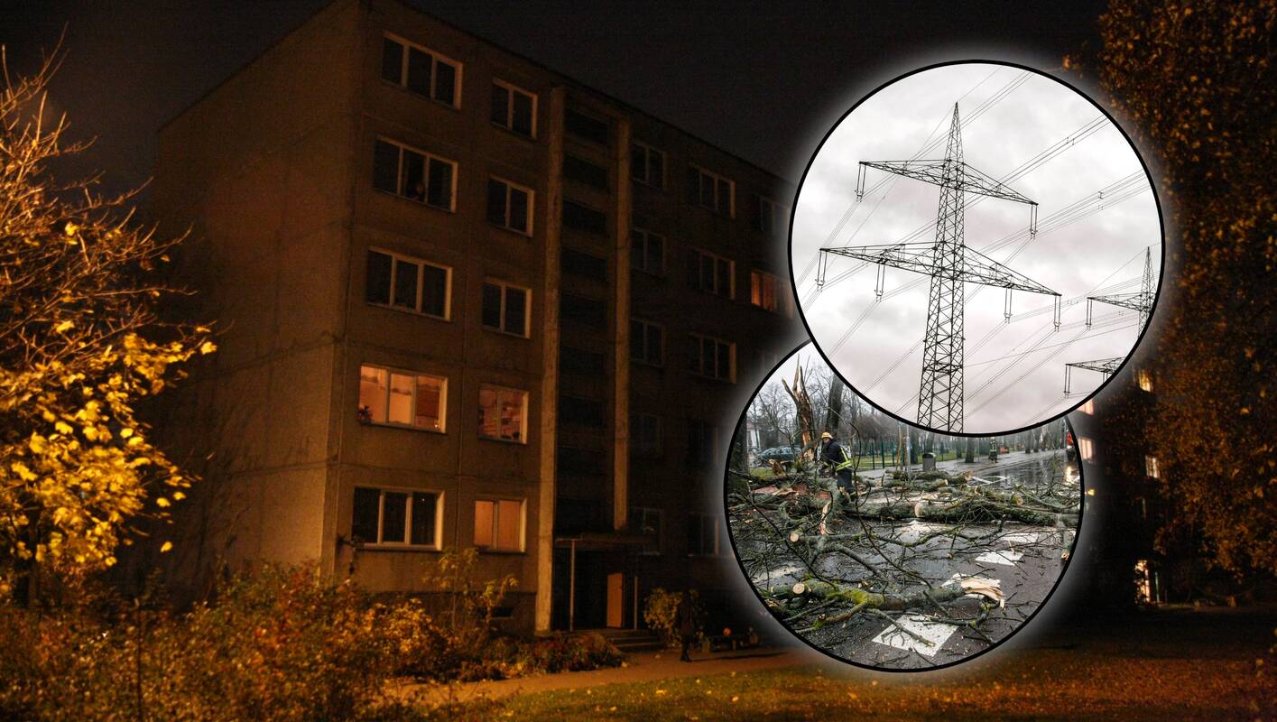 Po audringų nakties orų elektros tiekimas vis dar sutrikęs keliems tūkstančiams vartotojų