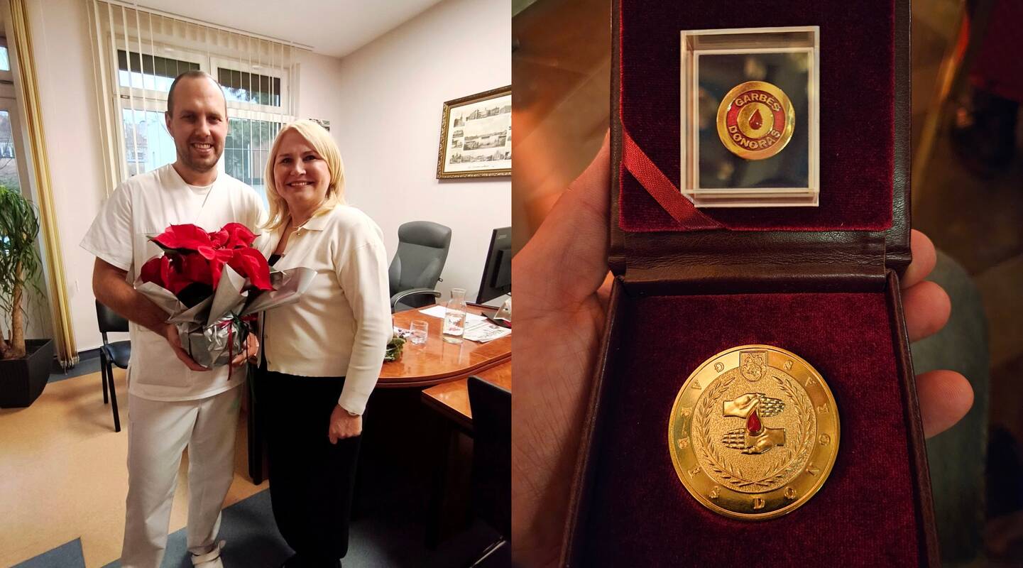 Akimirka: L. Gečių pasveikino ir Klaipėdos medicininės slaugos ligoninės vadovė A. Nikolajevienė.