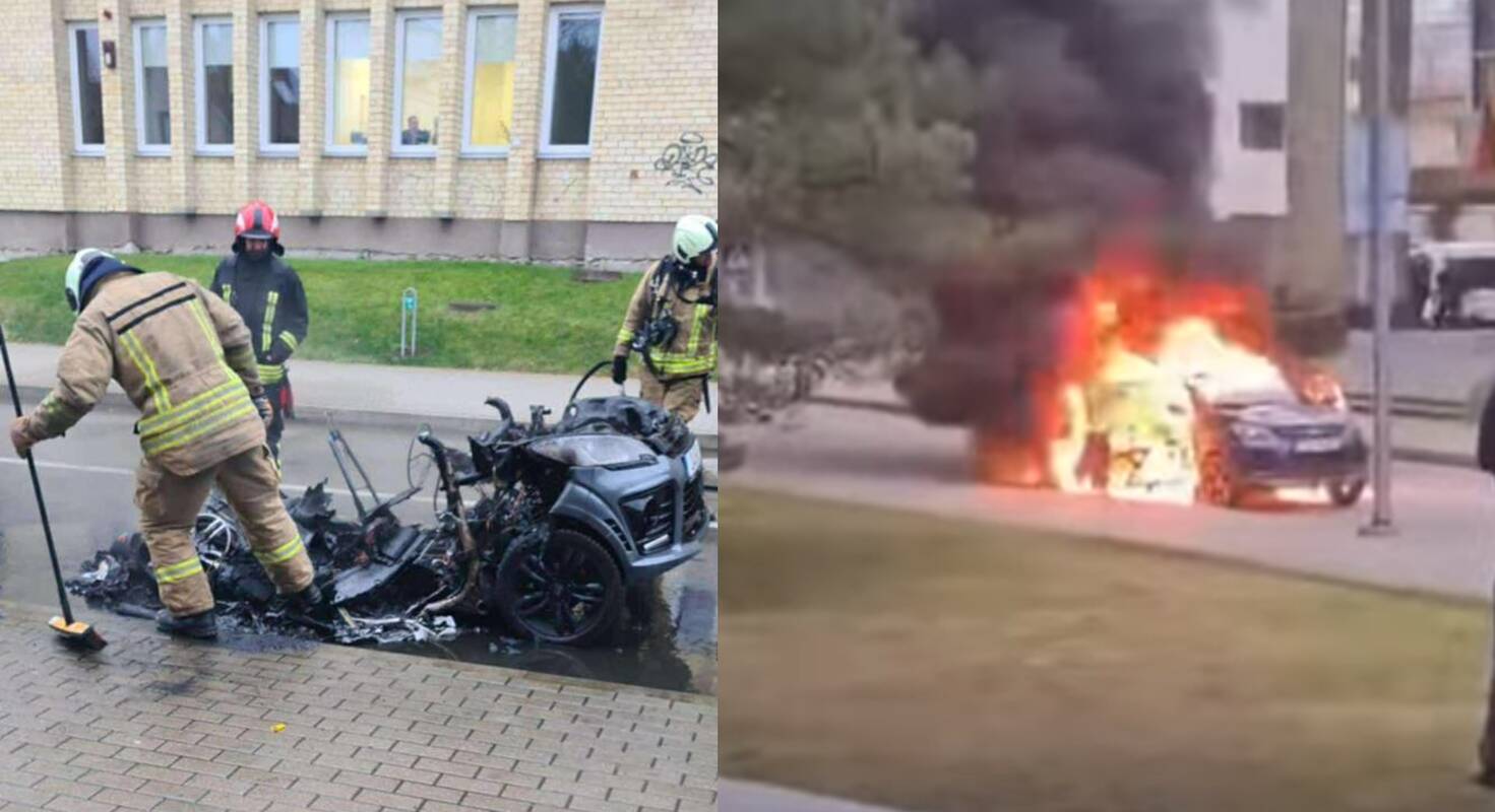 Prie Palangos senosios gimnazijos sudegė automobilis