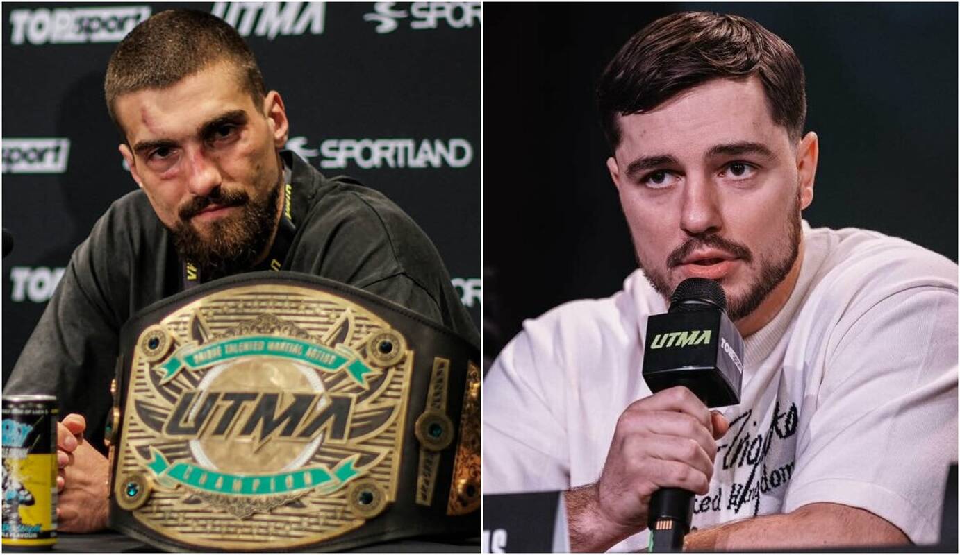 Akistata: UTMA čempiono diržą iškovojusį N. Cvetkovičių (kairėje) egzaminuos N. Lukošiūnas.