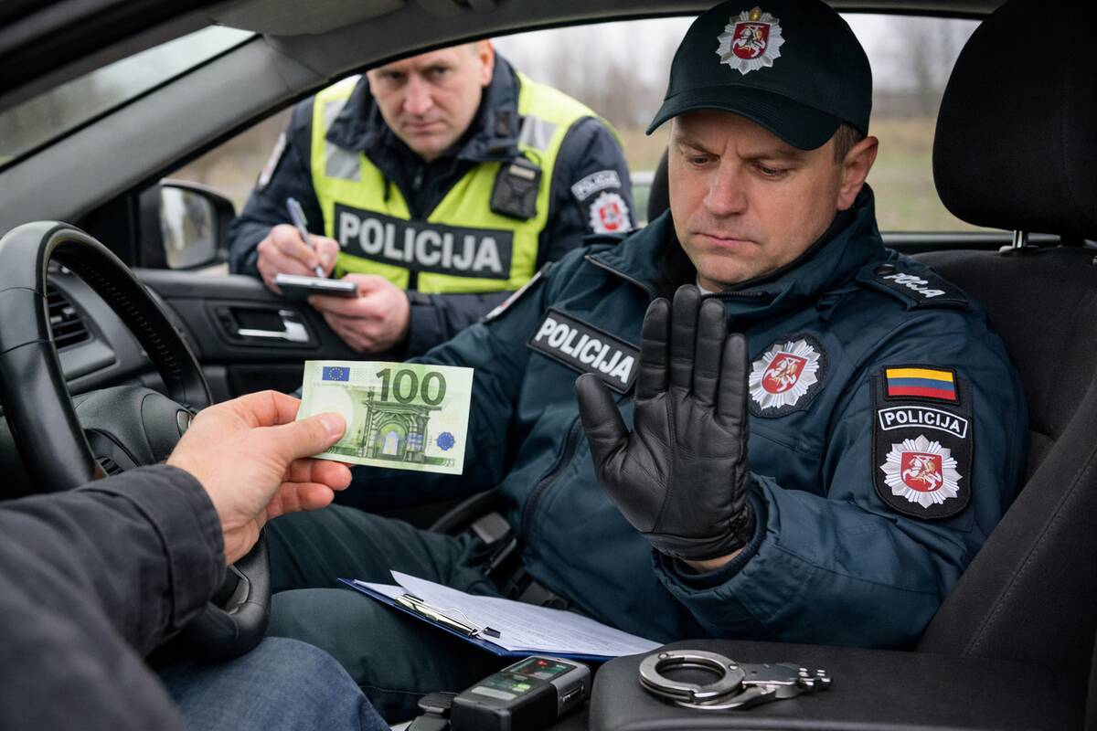 Pasiūlytas 100 eurų kyšis tik dar labiau įklampino vairuotoją