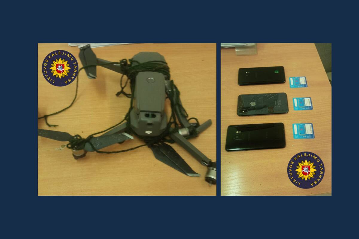 Kauno kalėjimo apsauga perėmė droną, kuriuo kaliniams buvo skraidinami telefonai