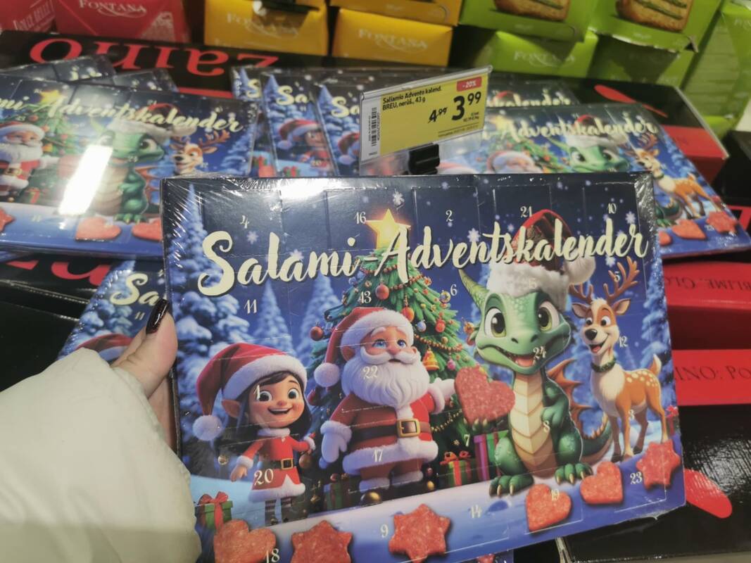 Neįprasta: parduotuvėse pasirodę netradiciniai advento kalendoriai su mėsos gaminiais kelia diskusijų apie tai, kad prarandama tikroji advento prasmė.