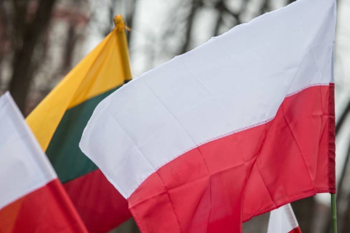 Keliasdešimt žmonių Varšuvoje mitingavo „prieš Lietuvoje gyvenančių lenkų diskriminaciją“