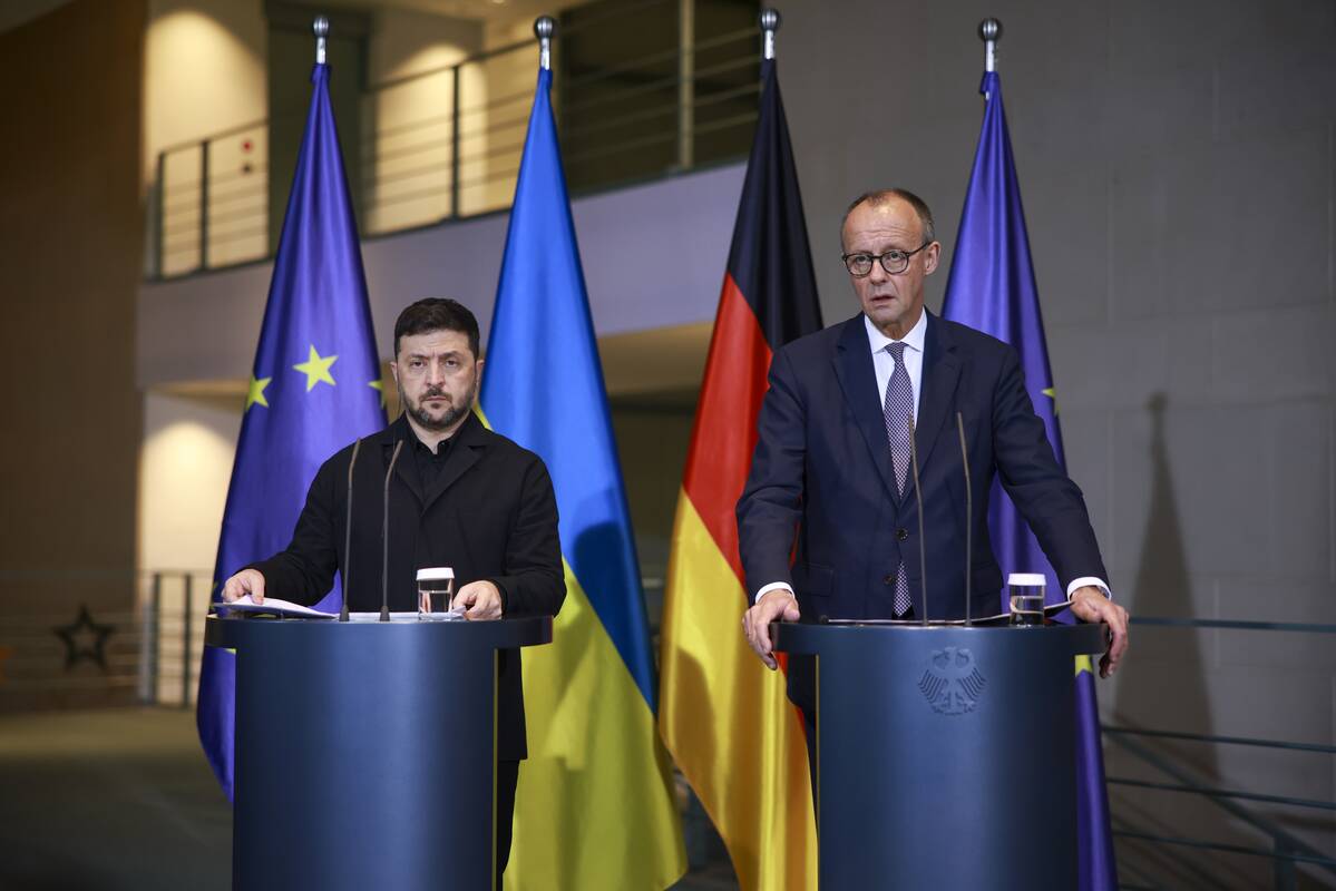 Volodymyras Zelenskis ir Friedrichas Merzas