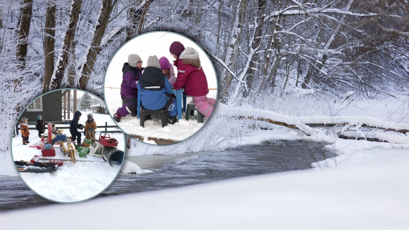Šaltis – ne kliūtis: nepaisant oro sąlygų, vaikai beveik visą dieną praleidžia lauke