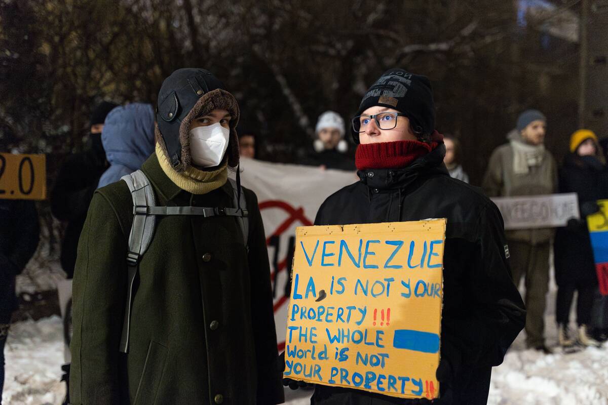 Protesto akcija prieš JAV veiksmus Venesueloje