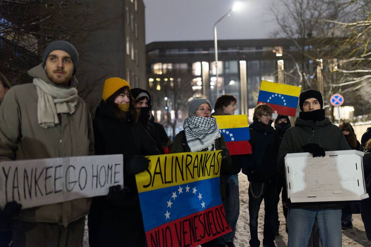 Protesto akcija prieš JAV veiksmus Venesueloje