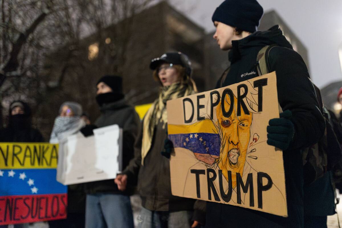 Protesto akcija prieš JAV veiksmus Venesueloje