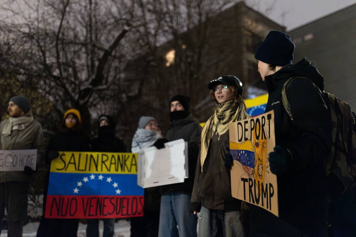Protesto akcija prieš JAV veiksmus Venesueloje