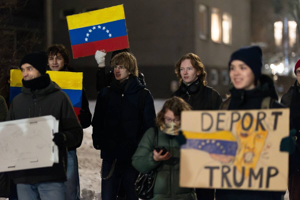 Protesto akcija prieš JAV veiksmus Venesueloje