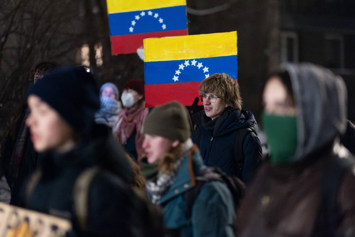 Protesto akcija prieš JAV veiksmus Venesueloje