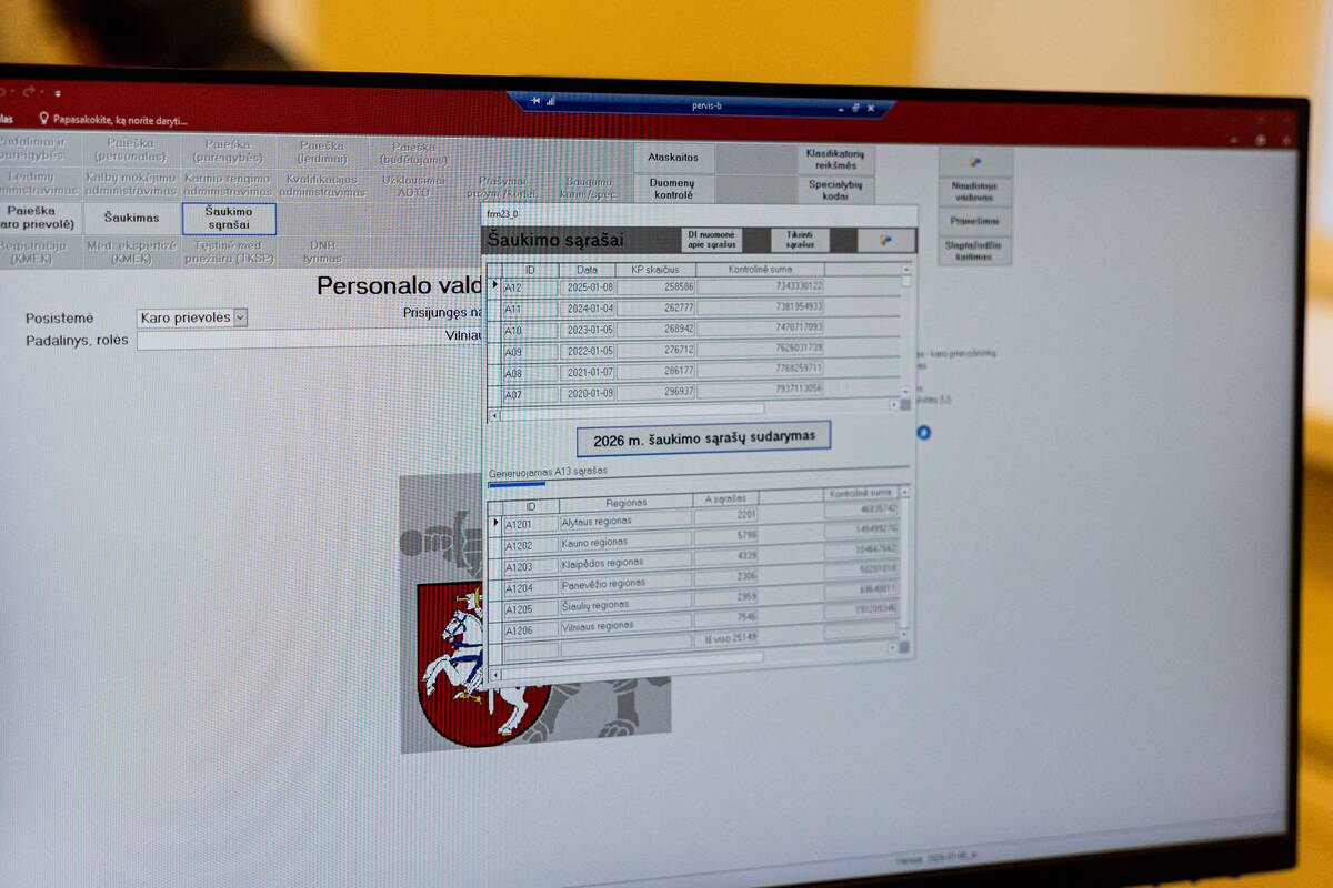 2026 metų karo prievolininkų sąrašo sudarymas