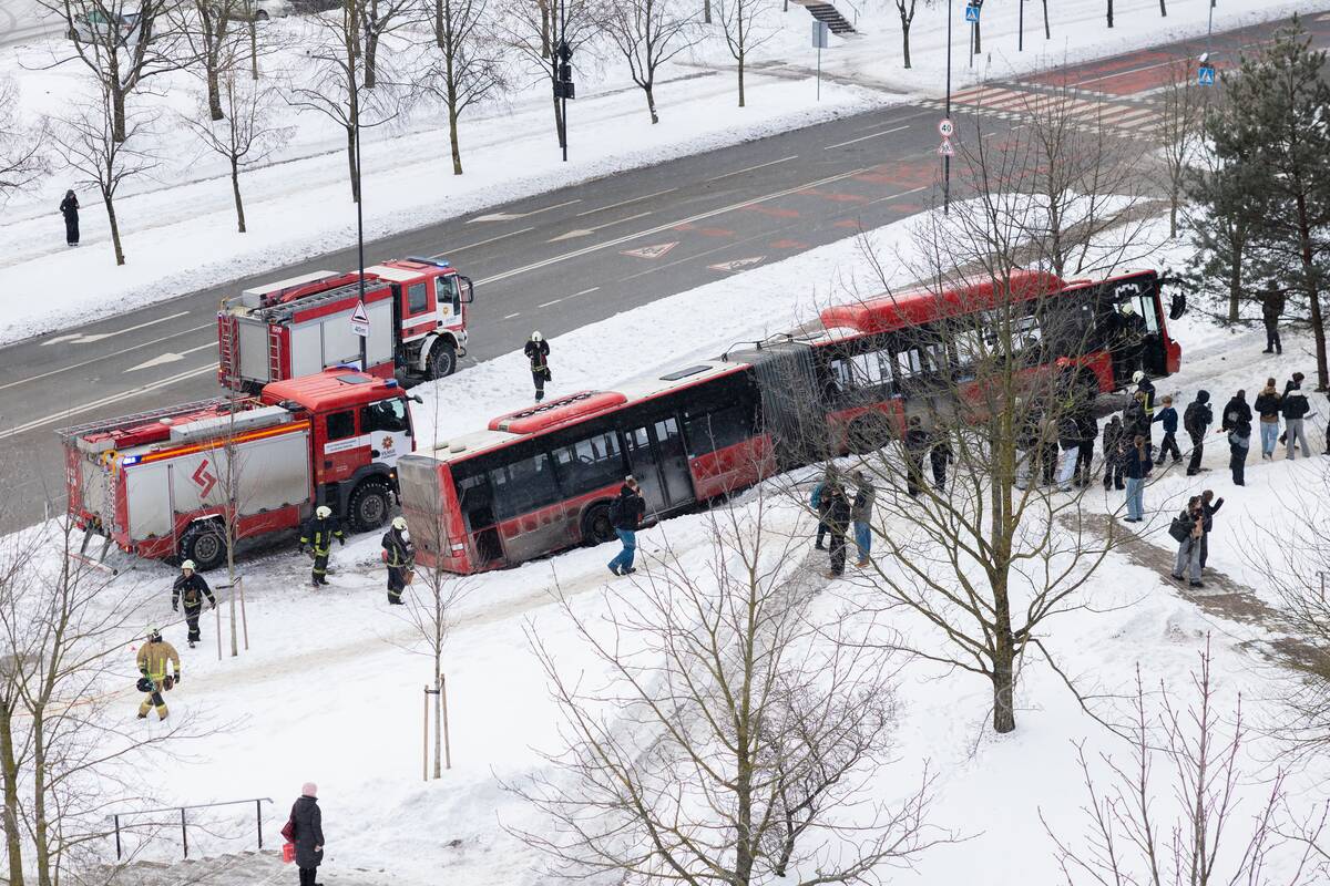 Vilniuje į medį rėžėsi autobusas