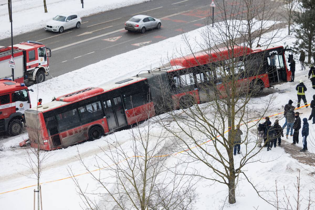 Vilniuje į medį rėžėsi autobusas