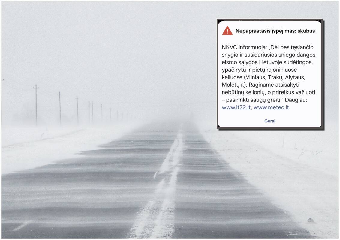 Perspėja: eismo sąlygos Lietuvoje sudėtingos