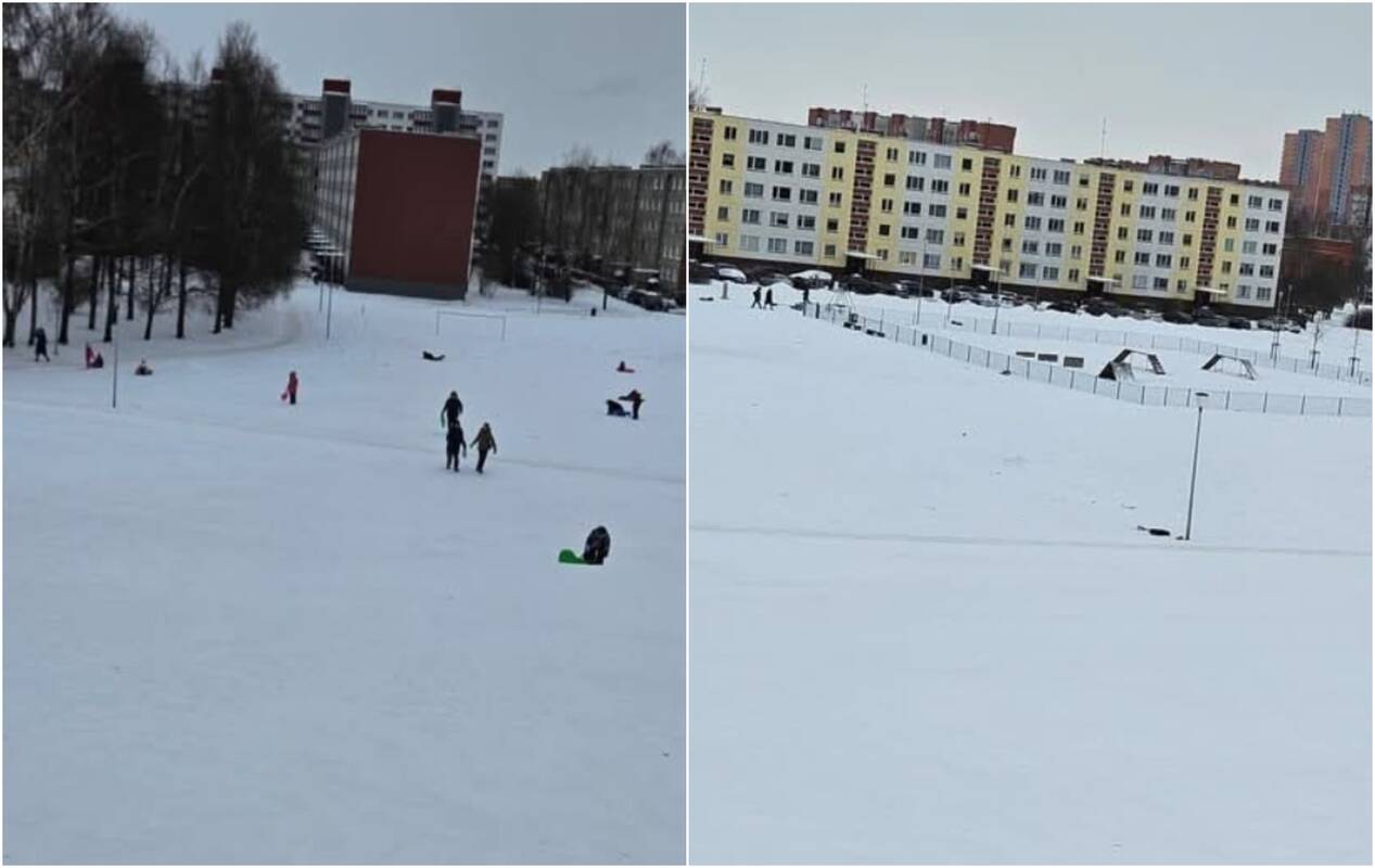 Nesaugu: nuo kalno čiuožinėję klaipėdiečiai pasipiktino šviestuvų stulpais.