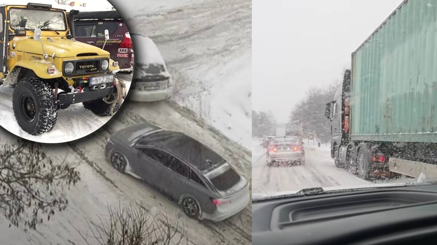 Stiprus snygis šalyje: savanoriai ištraukė šimtus įstrigusių automobilių