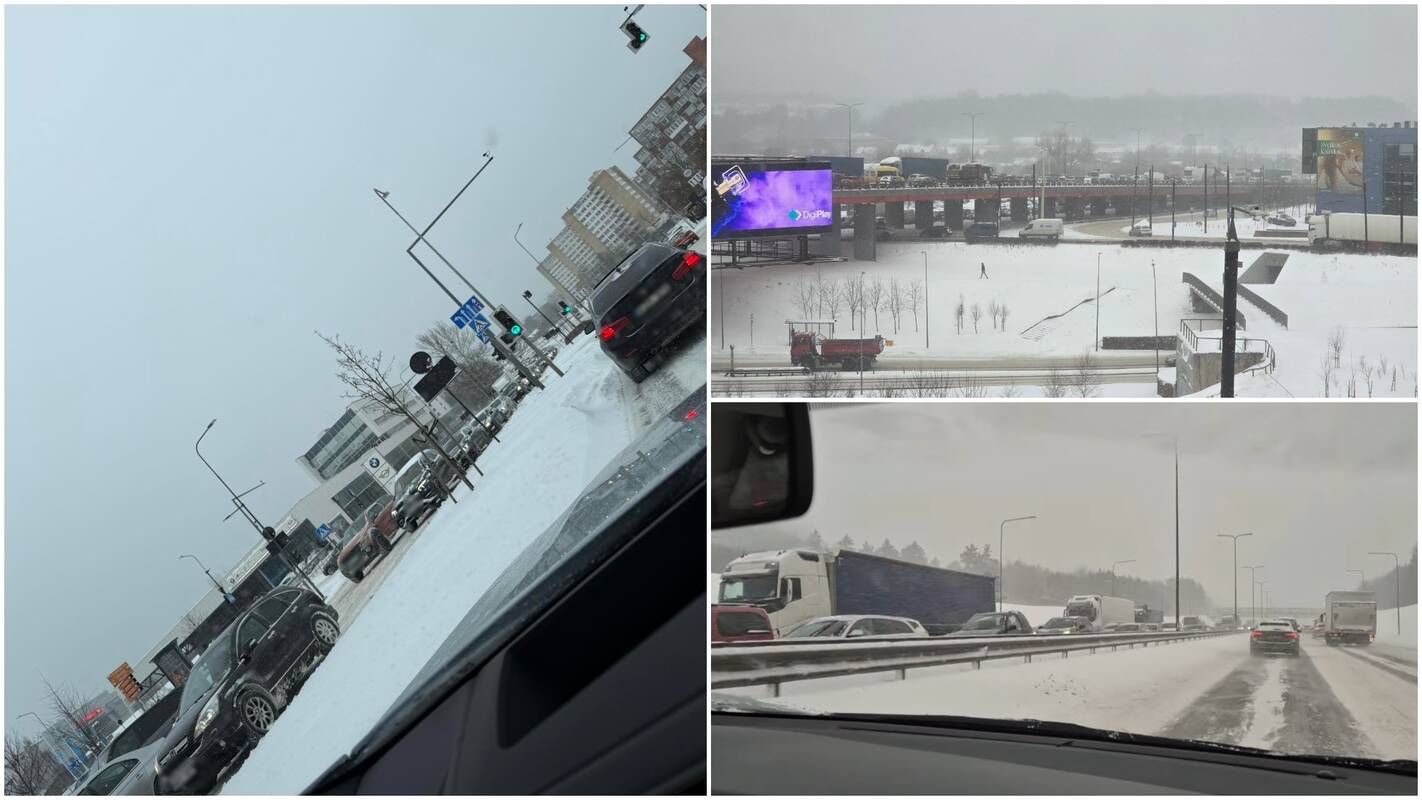 Sniegas paralyžiavo kelius: iš Vilniaus į Kauną – per keturias valandas