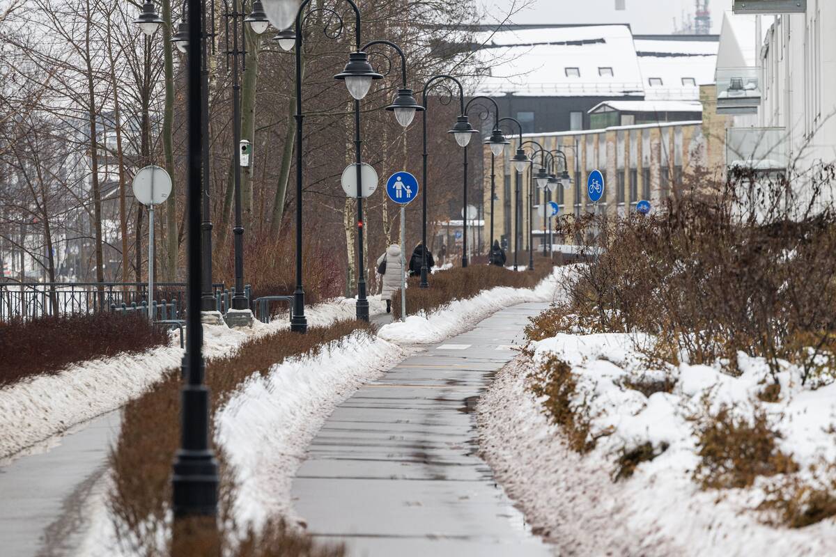 Vilniaus gatvės pasidengė ledu