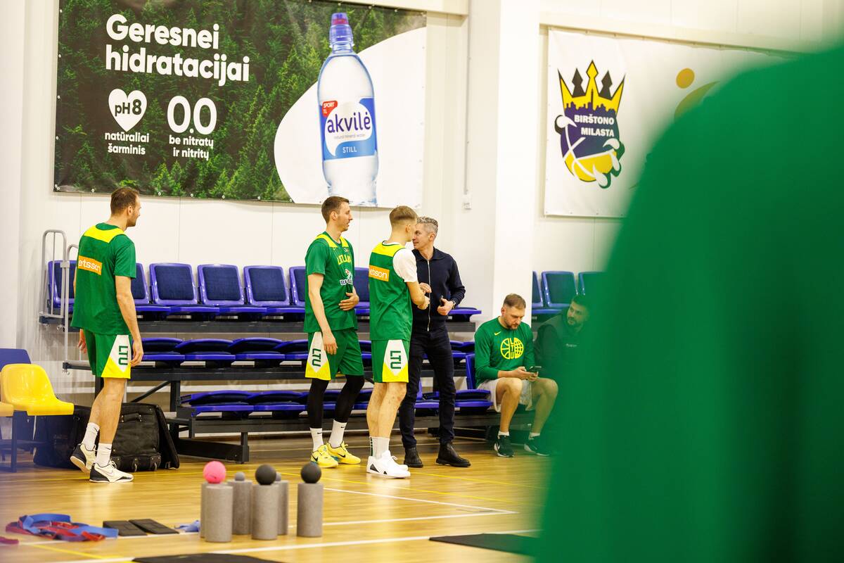 Lietuvos vyrų krepšinio rinktinės treniruotė Birštone