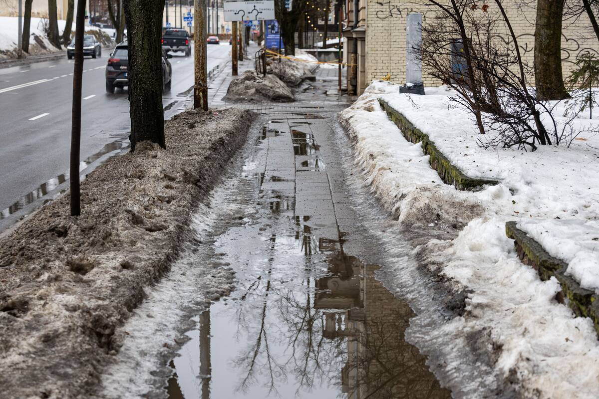Vilniuje tirpsta sniegas