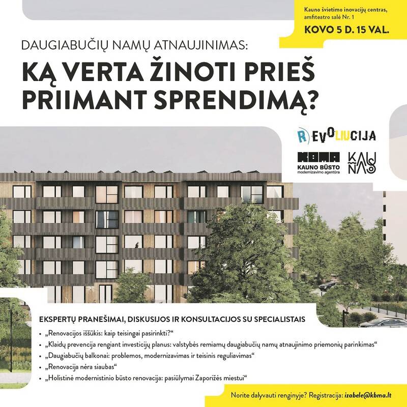 
<span>Seminaras „Daugiabučių namų atnaujinimas: ką verta žinoti prieš priimant sprendimą?“ – jau kovo 5 d.</span>
