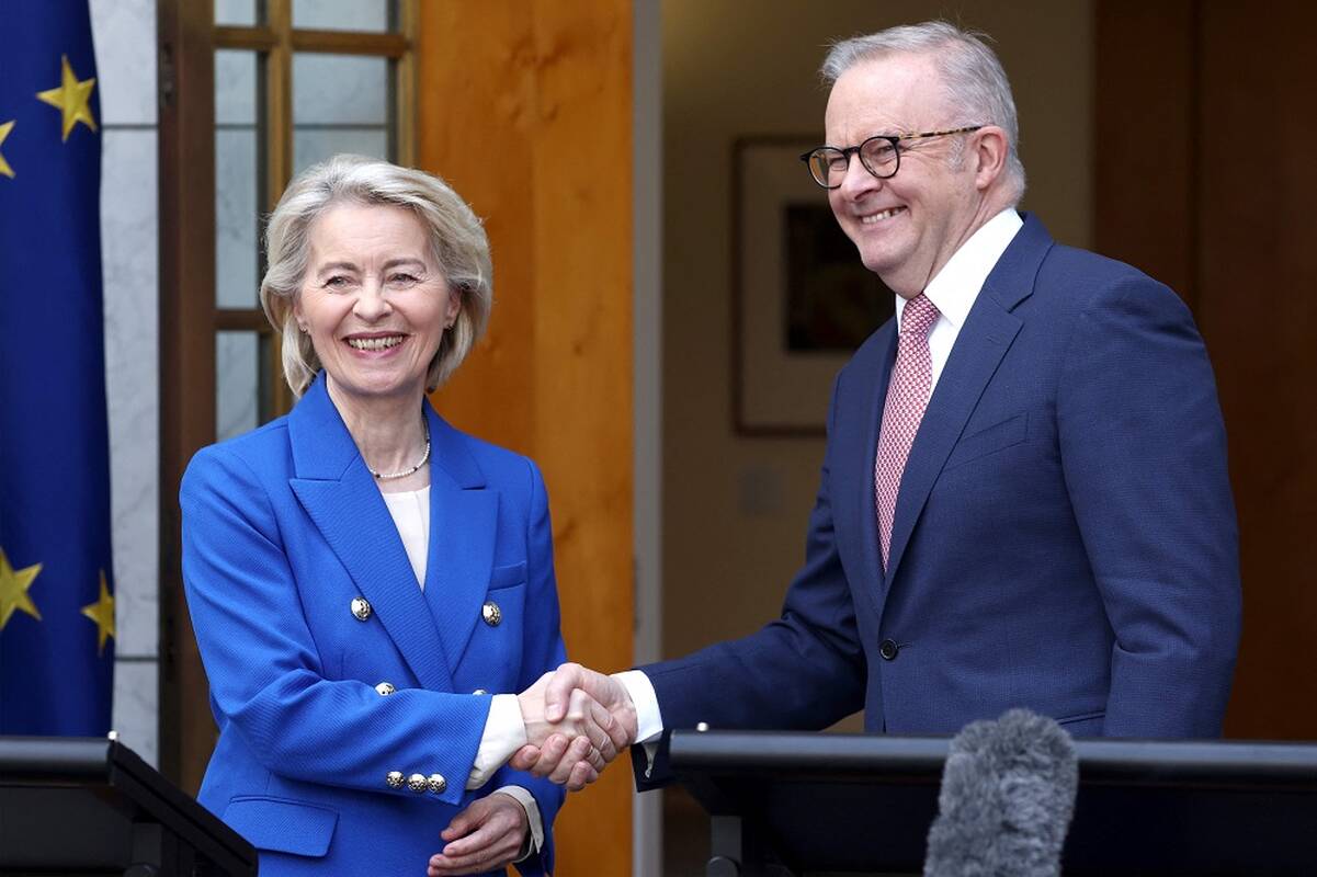 Ursula von der Leyen ir Anthony Albanese'is