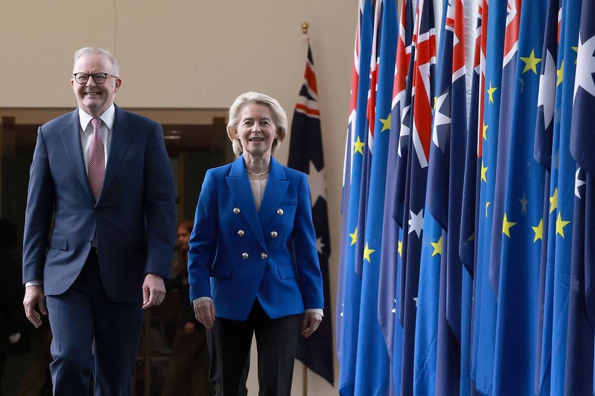 Anthony Albanese'is ir Ursula von der Leyen