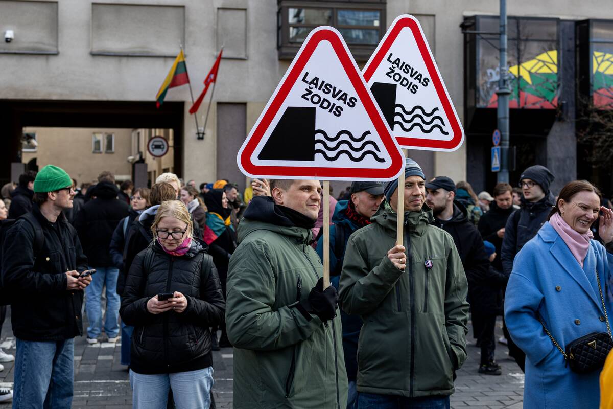 Prie Seimo protestas „Šalin rankas nuo laisvo žodžio!“