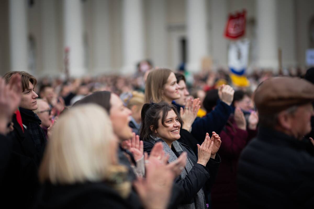 Vilniaus Katedros aikštėje surengta protesto akcija „Šalin rankas nuo laisvo žodžio“