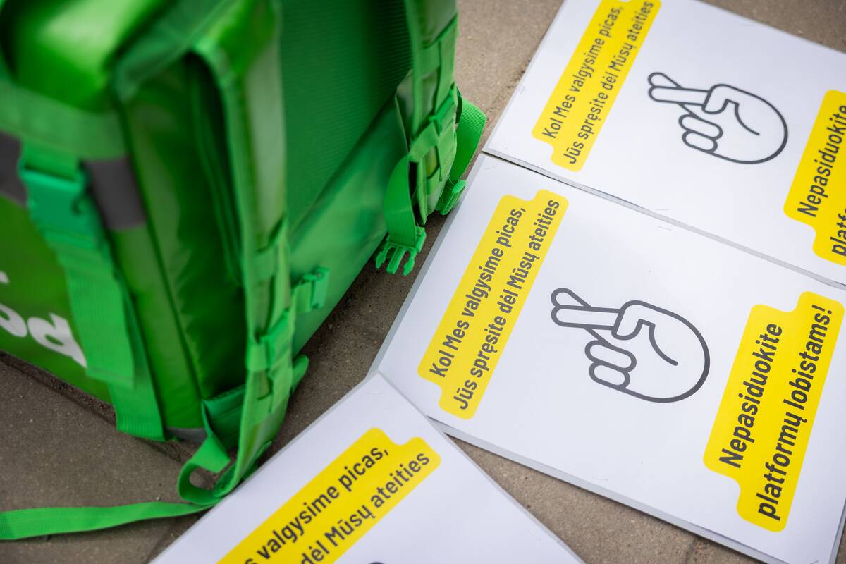 Lietuvos platformų darbuotojų profesinės sąjungos organizuojama akcija